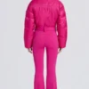 Costum de schi impermeabil, căptușit, cu curea, în roz magenta Costum de schi impermeabil, căptușit, cu curea, în roz magenta