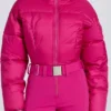 Costum de schi impermeabil, căptușit, cu curea, în roz magenta Costum de schi impermeabil, căptușit, cu curea, în roz magenta