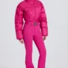 Costum de schi impermeabil, căptușit, cu curea, în roz magenta Costum de schi impermeabil, căptușit, cu curea, în roz magenta