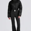 Costum de schi impermeabil, căptușit, cu curea, negru Costum de schi impermeabil, căptușit, cu curea, negru