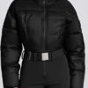 Costum de schi impermeabil, căptușit, cu curea, negru Costum de schi impermeabil, căptușit, cu curea, negru