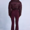 Costum de schi impermeabil, cu curea, în nuanța burgund Costum de schi impermeabil, cu curea, în nuanța burgund