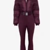 Costum de schi impermeabil, cu curea, în nuanța burgund Costum de schi impermeabil, cu curea, în nuanța burgund