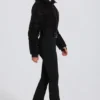 Costum de schi impermeabil, cu curea, în straturi, în model leopard negru Costum de schi impermeabil, cu curea, în straturi, în model leopard negru