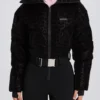 Costum de schi impermeabil, cu curea, în straturi, în model leopard negru Costum de schi impermeabil, cu curea, în straturi, în model leopard negru