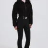 Costum de schi impermeabil, cu curea, în straturi, în model leopard negru Costum de schi impermeabil, cu curea, în straturi, în model leopard negru