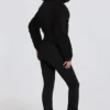 Costum de schi impermeabil, cu curea, în straturi, în model leopard negru Costum de schi impermeabil, cu curea, în straturi, în model leopard negru