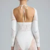 Costum integral decupat și decorat Melody, culoare ivoriu Costum integral decupat și decorat Melody, culoare ivoriu