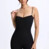Costum integral Vera din modal, cu decolteu în formă de inimă și spate decupat, negru Costum integral Vera din modal, cu decolteu în formă de inimă și spate decupat, negru