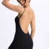 Costum integral Vera din modal, cu decolteu în formă de inimă și spate decupat, negru Costum integral Vera din modal, cu decolteu în formă de inimă și spate decupat, negru