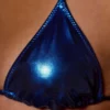 Costume de baie de bikini triunghiular cu gât halter, metalizat, albastru Costume de baie de bikini triunghiular cu gât halter, metalizat, albastru