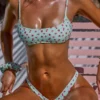 Costume de baie imprimat, cu talie joasă și decupaj lateral, în culoarea mentă Costume de baie imprimat, cu talie joasă și decupaj lateral, în culoarea mentă