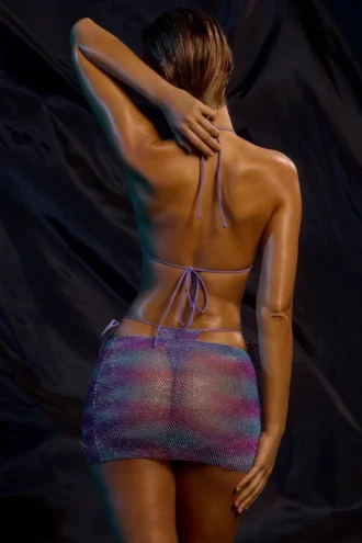 Costume de baie mini cu talie joasă și decorațiuni, în nuanțe de albastru ombré