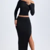 Fustă Carolina din modal, cu talie joasă, lungime maxi, culoare negru Fustă Carolina din modal, cu talie joasă, lungime maxi, culoare negru