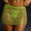 Fustă de costume de baie mini, decorată, în culoarea verde Fustă de costume de baie mini, decorată, în culoarea verde