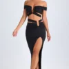 Fustă maxi asimetrică cu decupaje Urara, negru Fustă maxi asimetrică cu decupaje Urara, negru
