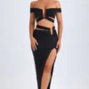 Fustă maxi asimetrică cu decupaje Urara, negru Fustă maxi asimetrică cu decupaje Urara, negru