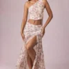 Fustă maxi asimetrică cu volane Romy, cu imprimeu floral Primrose Fustă maxi asimetrică cu volane Romy, cu imprimeu floral Primrose