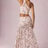 Fustă maxi asimetrică cu volane Romy, cu imprimeu floral Primrose Fustă maxi asimetrică cu volane Romy, cu imprimeu floral Primrose