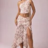 Fustă maxi asimetrică cu volane Romy, cu imprimeu floral Primrose Fustă maxi asimetrică cu volane Romy, cu imprimeu floral Primrose
