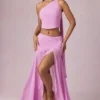 Fustă maxi asimetrică cu volane Romy în nuanța Pink Orchid Fustă maxi asimetrică cu volane Romy în nuanța Pink Orchid