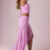 Fustă maxi asimetrică cu volane Romy în nuanța Pink Orchid Fustă maxi asimetrică cu volane Romy în nuanța Pink Orchid