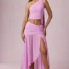 Fustă maxi asimetrică cu volane Romy în nuanța Pink Orchid Fustă maxi asimetrică cu volane Romy în nuanța Pink Orchid