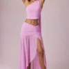 Fustă maxi asimetrică cu volane Romy în nuanța Pink Orchid Fustă maxi asimetrică cu volane Romy în nuanța Pink Orchid