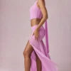 Fustă maxi asimetrică cu volane Romy în nuanța Pink Orchid Fustă maxi asimetrică cu volane Romy în nuanța Pink Orchid