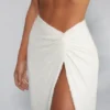 Fustă maxi Como cu nod decorativ în față, de culoare ivoriu