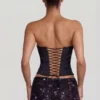 Fustă maxi cu talie medie și decupaj pe coapsă, cu ornamente, Nevara, în negru-violet Fustă maxi cu talie medie și decupaj pe coapsă, cu ornamente, Nevara, în negru-violet