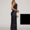 Fustă maxi cu talie medie și decupaj pe coapsă, cu ornamente, Nevara, în negru-violet Fustă maxi cu talie medie și decupaj pe coapsă, cu ornamente, Nevara, în negru-violet