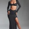 Fustă maxi cu volane și ornamente Claribel, negru Fustă maxi cu volane și ornamente Claribel, negru
