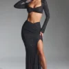 Fustă maxi cu volane și ornamente Claribel, negru Fustă maxi cu volane și ornamente Claribel, negru