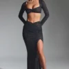 Fustă maxi cu volane și ornamente Claribel, negru Fustă maxi cu volane și ornamente Claribel, negru