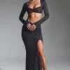 Fustă maxi cu volane și ornamente Claribel, negru Fustă maxi cu volane și ornamente Claribel, negru