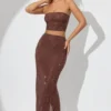 Fustă maxi Fausta cu talie medie, decorată, în culoarea espresso Fustă maxi Fausta cu talie medie, decorată, în culoarea espresso