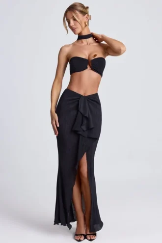 Fustă maxi Ondine cu volane, negru Fustă maxi Ondine cu volane, negru