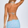 Fustă micro asimetrică cu volane Tropea, cu imprimeu multicolor pastel Fustă micro asimetrică cu volane Tropea, cu imprimeu multicolor pastel