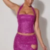 Fustă micro mini A-line cu detalii în formă de inimă Querida, culoare magenta Fustă micro mini A-line cu detalii în formă de inimă Querida, culoare magenta