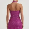 Fustă micro mini A-line cu detalii în formă de inimă Querida, culoare magenta Fustă micro mini A-line cu detalii în formă de inimă Querida, culoare magenta