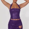 Fustă micro mini A-line cu detalii în formă de inimă Querida, în culoarea violet Fustă micro mini A-line cu detalii în formă de inimă Querida, în culoarea violet