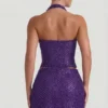 Fustă micro mini A-line cu detalii în formă de inimă Querida, în culoarea violet Fustă micro mini A-line cu detalii în formă de inimă Querida, în culoarea violet