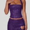 Fustă micro mini A-line cu detalii în formă de inimă Querida, în culoarea violet Fustă micro mini A-line cu detalii în formă de inimă Querida, în culoarea violet