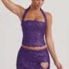 Fustă micro mini A-line cu detalii în formă de inimă Querida, în culoarea violet Fustă micro mini A-line cu detalii în formă de inimă Querida, în culoarea violet