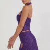 Fustă micro mini A-line cu detalii în formă de inimă Querida, în culoarea violet Fustă micro mini A-line cu detalii în formă de inimă Querida, în culoarea violet