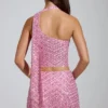 Fustă micro mini A-line cu talie joasă și ornamente Adhara, în roz Fustă micro mini A-line cu talie joasă și ornamente Adhara, în roz