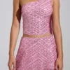 Fustă micro mini A-line cu talie joasă și ornamente Adhara, în roz Fustă micro mini A-line cu talie joasă și ornamente Adhara, în roz