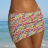 Fustă micro mini asimetrică cu volane Tropea, cu imprimeu multicolor strălucitor