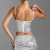 Fustă micro mini cu talie joasă și ornamente Adaia, în culoarea alb Fustă micro mini cu talie joasă și ornamente Adaia, în culoarea alb